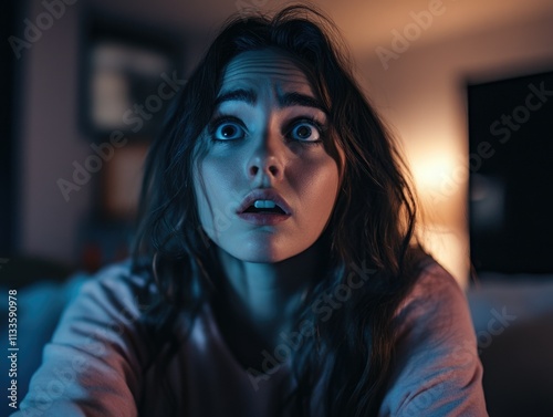 Obraz na płótnie Screaming Woman in Dark Room w salonie