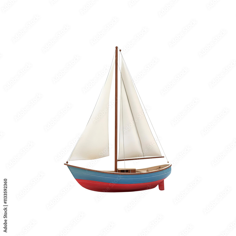 Classic Wooden Sailboat Model Isolated on on white background