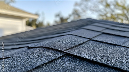 phone photo posted on Instagram in 2021 of The image shows a closeup view of a newly installed asphalt shingle roof in Ceres CA It highlights the smooth texture of the photo