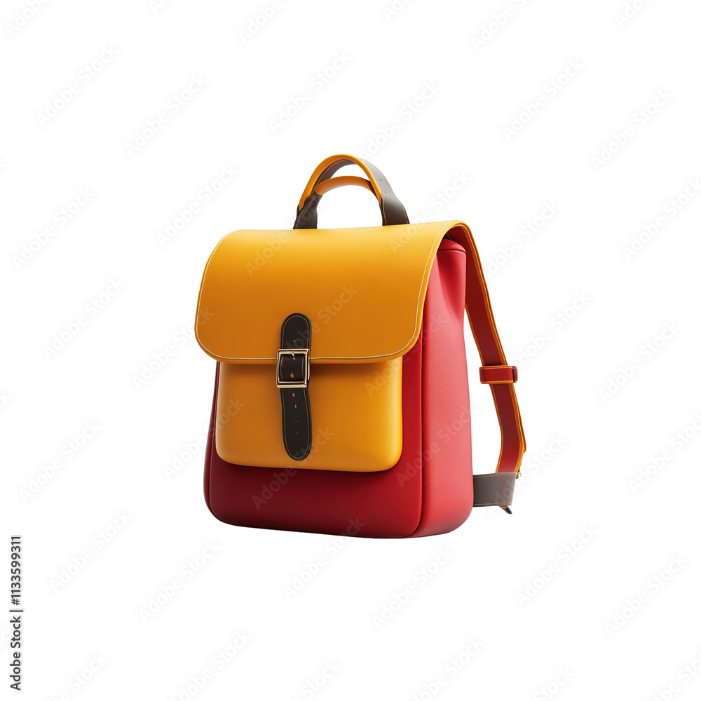 Stylish Two-Tone Leather Backpack - Red and Yellow Stylish Two-Tone Leather Backpack - Red and Yellow