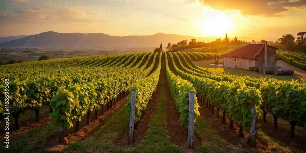 Naklejka premium Scenic Vineyards and Winemaking Charm