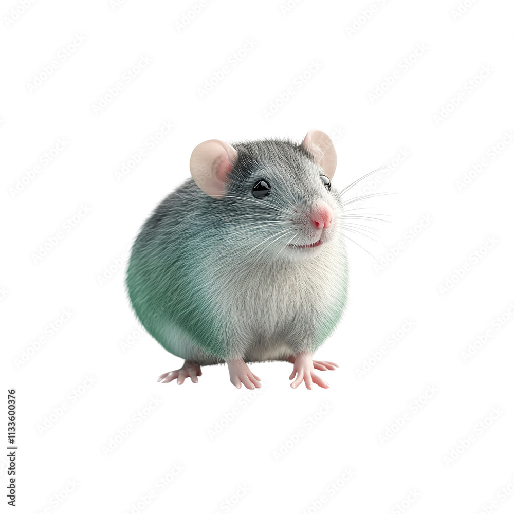 Adorable Grey and Green Mouse Posing Against on white background Adorable Grey and Green Mouse Posing Against on white background