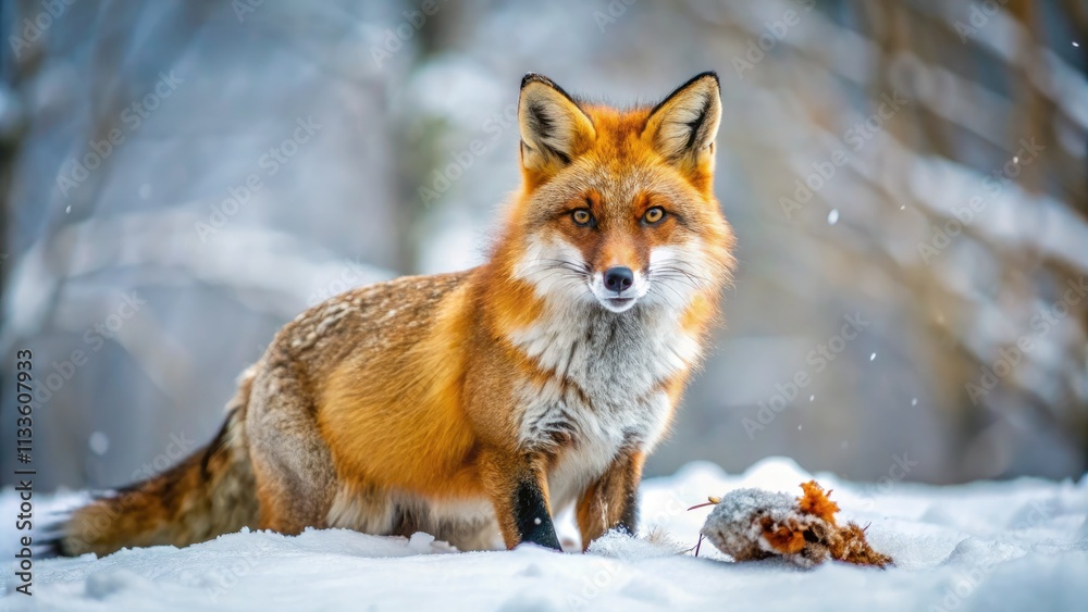 A snowy Arctic fox hunts, its winter prey hidden beneath the frost. A predatory masterpiece captured in wildlife photography. A snowy Arctic fox hunts, its winter prey hidden beneath the frost. A predatory masterpiece captured in wildlife photography.