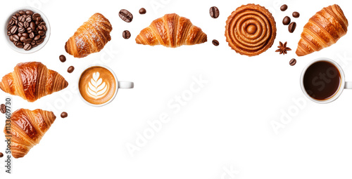 Wallpaper Mural Croissants and Coffee on Transparent Background Torontodigital.ca