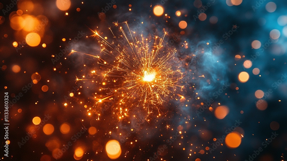 Naklejka premium Bright Sparkler Lights Festive Night Celebration