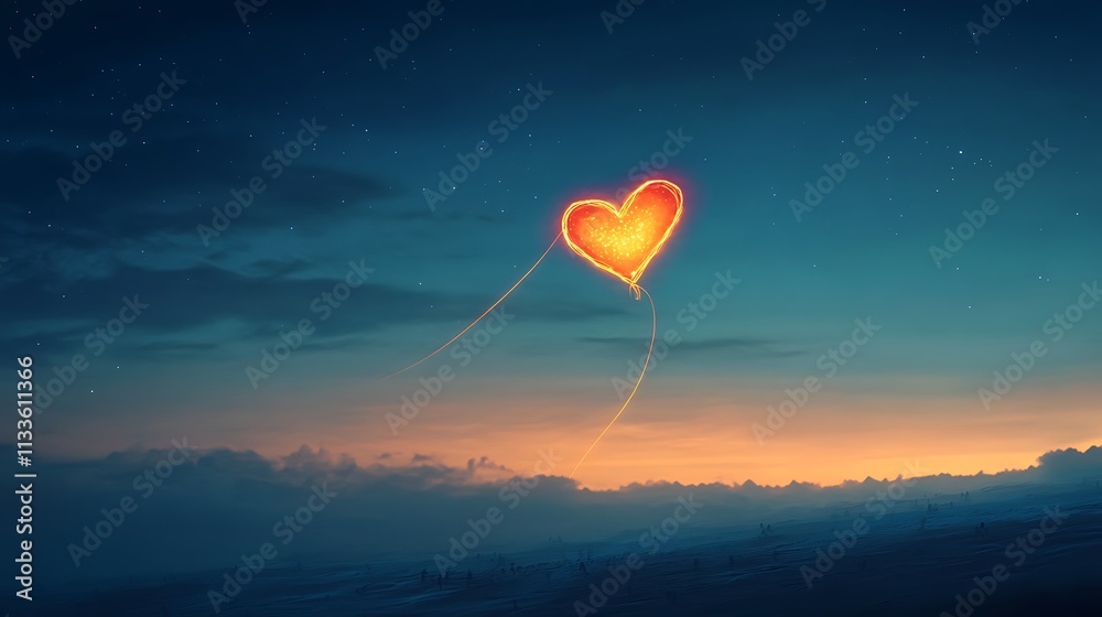 Fototapeta premium Glowing Rainbow Illustration with Hearts at Both Ends and Vibrant Colors