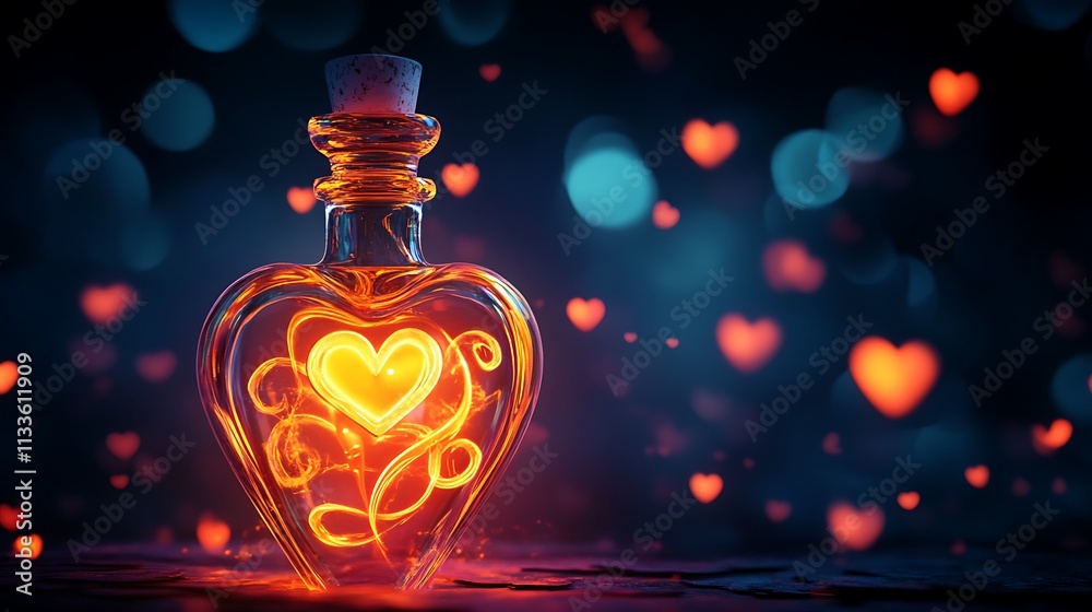 Glowing Rainbow Illustration with Hearts at Both Ends and Vibrant Colors