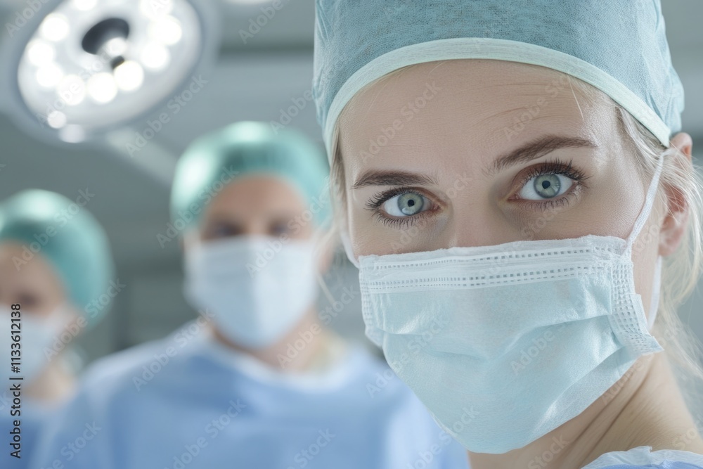 Medical care - insightful glimpse into a hospital surgery area, showcasing collaboration of doctors, innovative instruments, focused atmosphere of precision and healing.