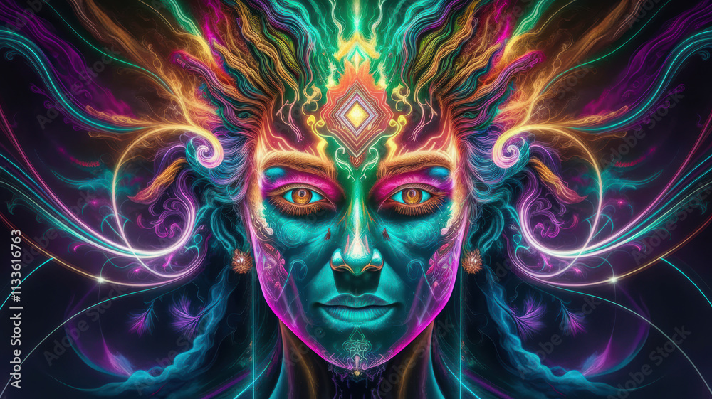 Colorful Shamanic Spirit – Psychedelic Digital Art with Spiritual Awakening Colorful Shamanic Spirit – Psychedelic Digital Art with Spiritual Awakening