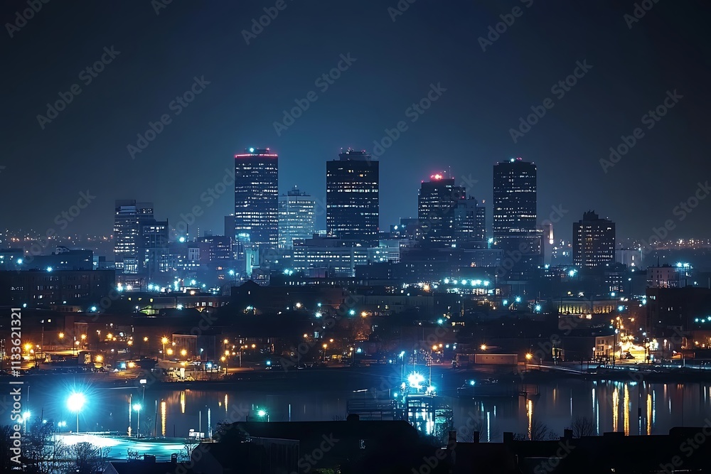 Fototapeta premium Night Lights of the City Skyline