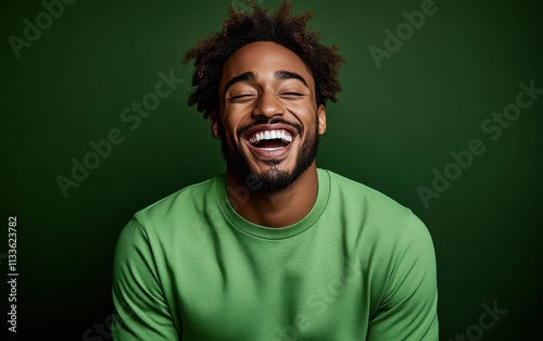 man smiling with sweatshirt in color background