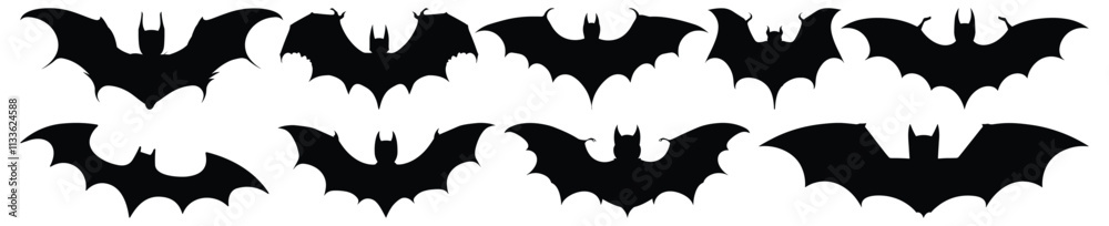 Bat silhouette set vector design big pack of bat illustration and icon Bat silhouette set vector design big pack of bat illustration and icon