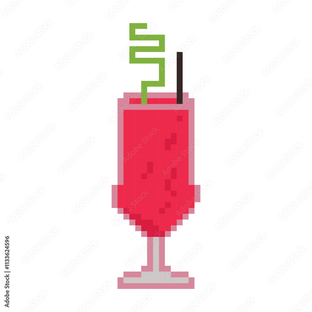 Obraz premium Сocktail pixel art vector illustration