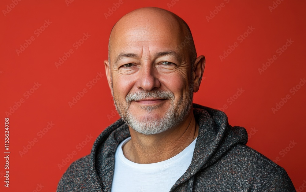 Obraz premium man smiling with sweatshirt in color background