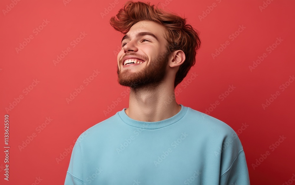 man smiling with sweatshirt in color background man smiling with sweatshirt in color background