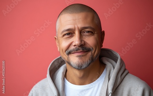 man smiling with sweatshirt in color background