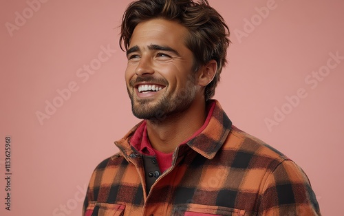 man smiling with casual clothing in color background