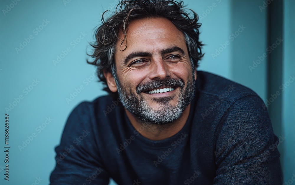 man smiling with sweatshirt in color background man smiling with sweatshirt in color background