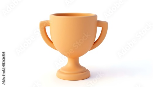 trophy 3D render icon with a wooden texture, isolated on a white background, highlighting natural grain patterns and a classic shape create with ai