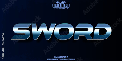 Sword editable text effect, customizable metallic and king 3d font style
