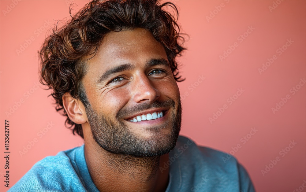man smiling with sweatshirt in color background man smiling with sweatshirt in color background