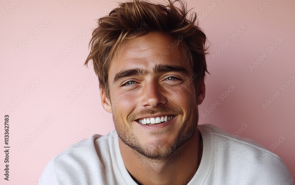 man smiling with sweatshirt in color background man smiling with sweatshirt in color background