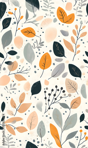 floral flower and leaf elements modern doodle illustrator seamless pattern for wallpaper or background