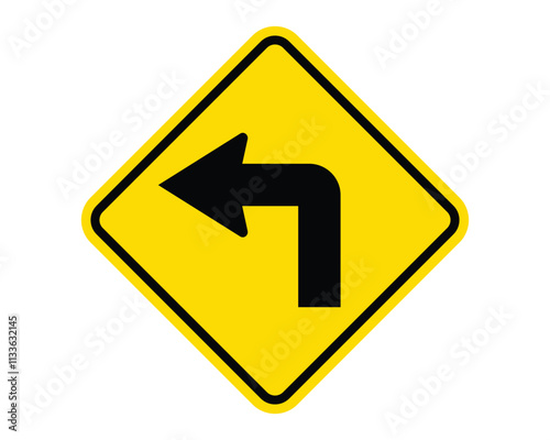Left Turn Ahead Warning Sign Featuring a Yellow Diamond Shape with Black Arrow, Indicating an Upcoming Left Turn, Available as a Vector File Free Download Left Turn Ahead Warning Sign Featuring a Yellow Diamond Shape with Black Arrow, Indicating an Upcoming Left Turn, Available as a Vector File - GFXLoad