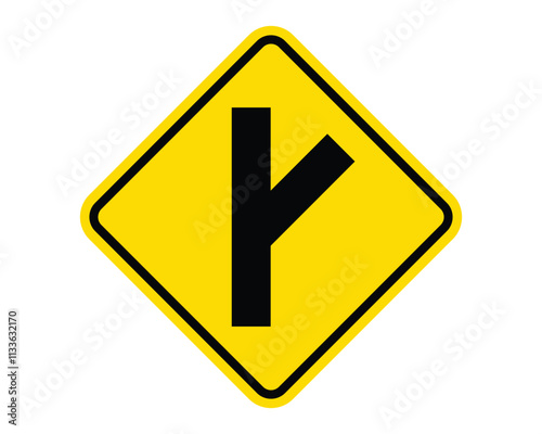 Free Download Side Road at Angle (Right) Warning Sign Featuring a Yellow Diamond Shape with Black Symbol, Indicating a Side Road Joining at an Angle from the Right, Available as a Vector File - GFXLoad