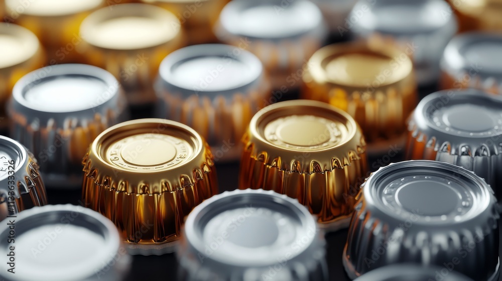 25.Concept 5: Glassware bottle caps. Metallic beer, soda or lemonade bottle caps 25.Concept 5: Glassware bottle caps. Metallic beer, soda or lemonade bottle caps