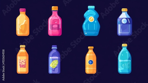 37.Concept 2: Set of bottle icon blue color. Bottle of water icon in flat style. Vector illustration. Plastic bottle collection. Plastic bottle icon set with different style photo