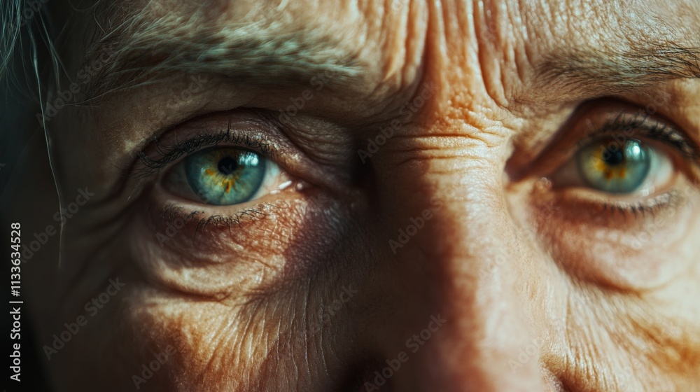 A detailed close-up of an elderly person. AI Generation A detailed close-up of an elderly person. AI Generation