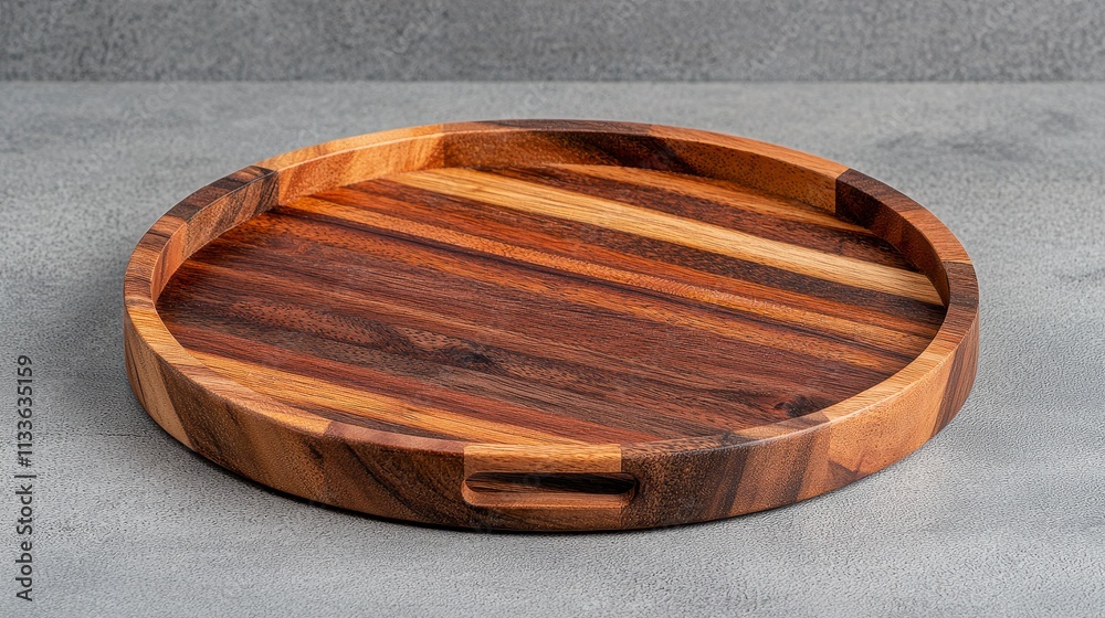 Round Wooden Serving Tray with Handle, Rustic Style Round Wooden Serving Tray with Handle, Rustic Style