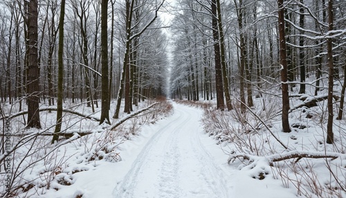 road in winter forest