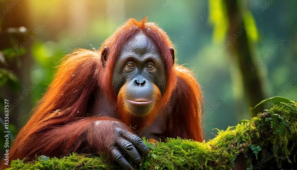Orang utan ape in the jungle Orang utan ape in the jungle