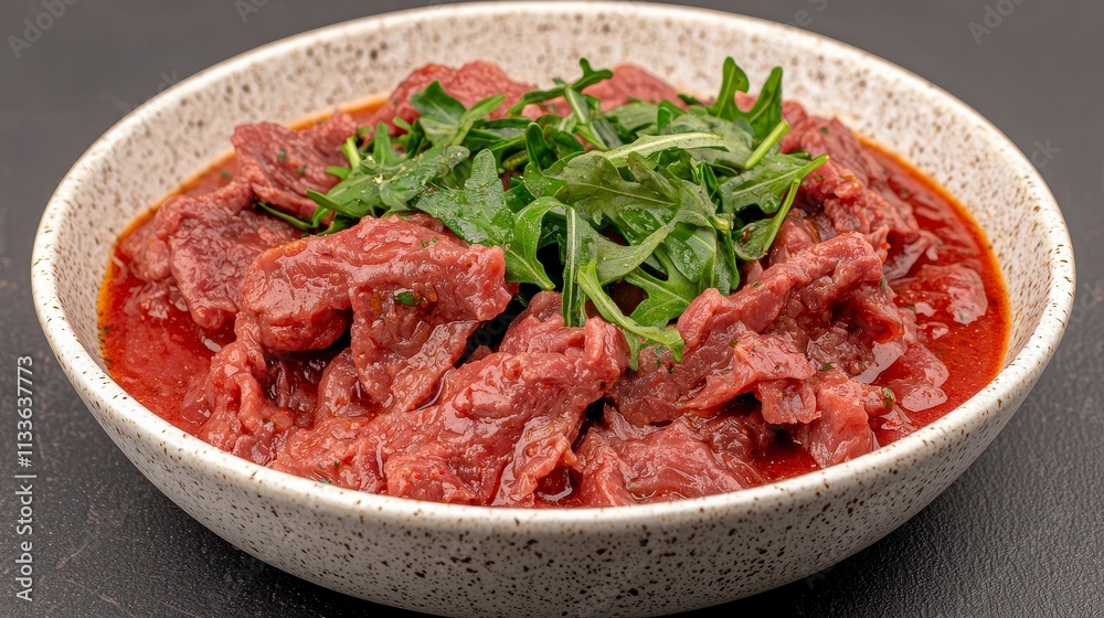Delicious Beef Stew with Aromatic Herbs in Bowl Delicious Beef Stew with Aromatic Herbs in Bowl
