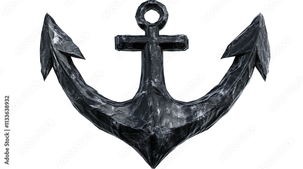 A large, stylized black anchor with a circular ring at the top, designed for nautical themes or maritime decor. A large, stylized black anchor with a circular ring at the top, designed for nautical themes or maritime decor.