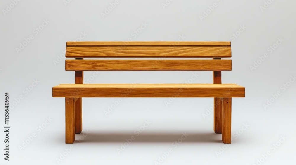 Wooden Bench Against Neutral Background Ideal for Minimalistic Interior Design or Outdoor Settings