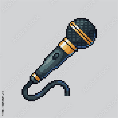 Pixel art illustration Retro Mic. Pixelated Microphone. Retro Mic Microphone icon pixelated for the pixel art game and icon for website and video game. old school retro.