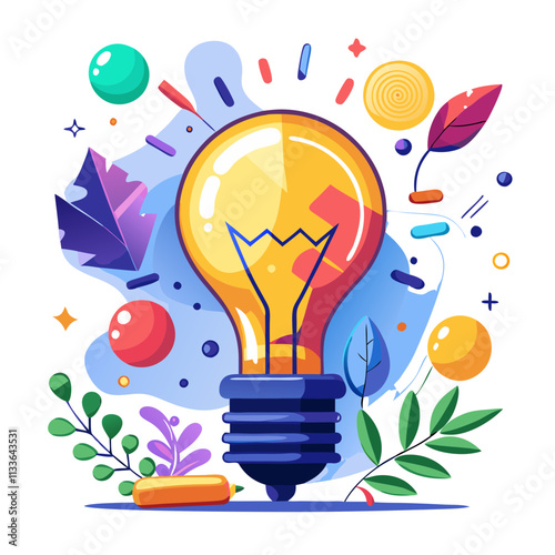 Light bulb representing a lack of ideas and creative inspiration amidst colorful abstract elements
