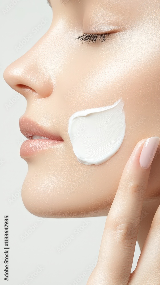 Woman Applying Moisturizing Cream to Her Face