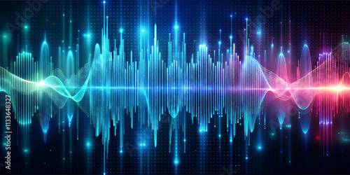 Colorful sound wave on black background. Rainbow sound wave wallpaper