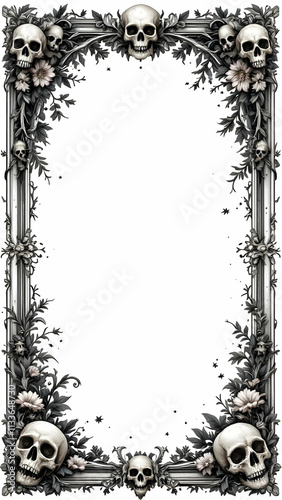 Skull and bones border frame
