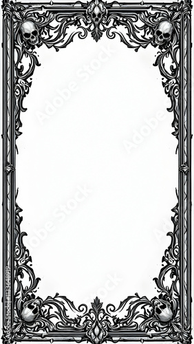Skull and bones border frame