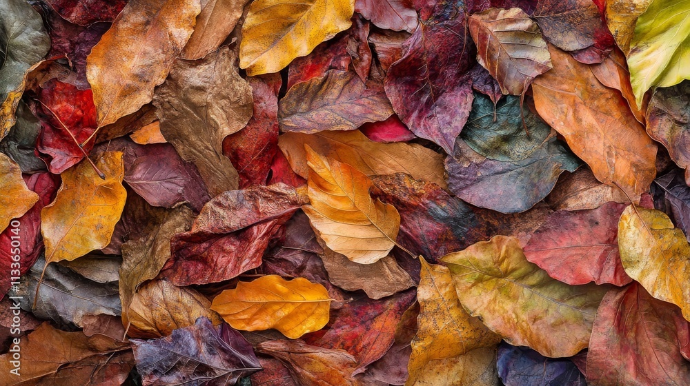40.A dense pile of fallen autumn leaves, dried and slightly curled, with vivid autumnal colors; close-up captures the natural beauty of leaf veins and rough textures, creating an earthy, warm 40.A dense pile of fallen autumn leaves, dried and slightly curled, with vivid autumnal colors; close-up captures the natural beauty of leaf veins and rough textures, creating an earthy, warm