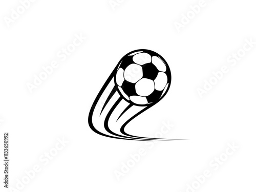 black and white Football, a speedy throwing, a classic sports equipment object for the game, Isolated on white background