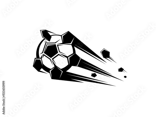 black and white Football, a speedy throwing, a classic sports equipment object for the game, Isolated on white background
