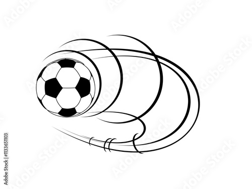 black and white Football, a speedy throwing, a classic sports equipment object for the game, Isolated on white background