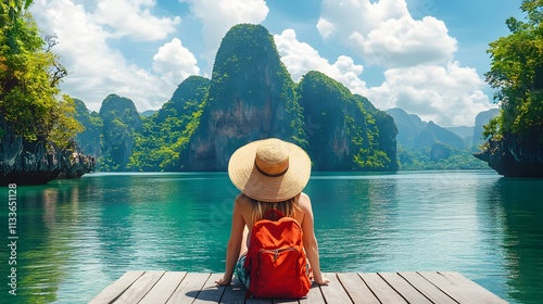 A woman is sitting peacefully on a dock, gazing at the serene lake