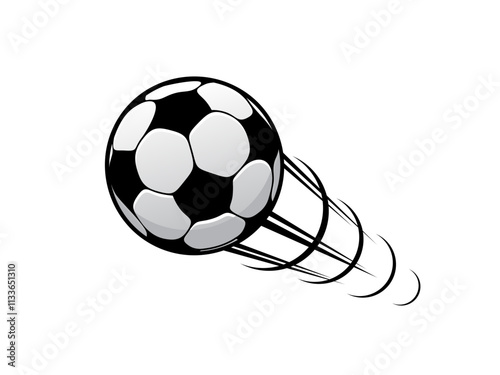 black and white Football, a speedy throwing, a classic sports equipment object for the game, Isolated on white background
